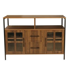 Living Room Shelves, With Two Storage Rooms, Storage Box, Modern Kitchen Utensils Cabinet, Self-service Wooden Storage Cabinet, Corridor Dining R (Color: Brown)