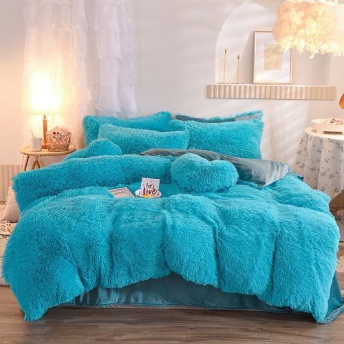 Luxury Thick Fleece Duvet Cover Queen King Winter Warm Bed Quilt Cover Pillowcase Fluffy Plush Shaggy Bedclothes Bedding Set Winter Body Keep War