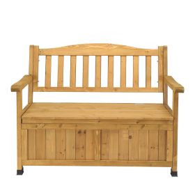 44inch, With Backrest Armrests, Courtyard Wood Storage Box (Color: Yellow)