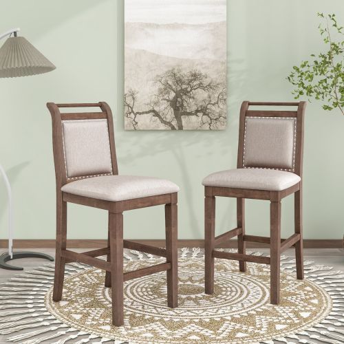 TOPMAX 3-Piece Wood Counter Height Dining Set With 2 Upholstered Chairs