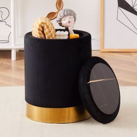 Black Storage Footstool - Prohibited For Sale On Amazon (Color: Black)