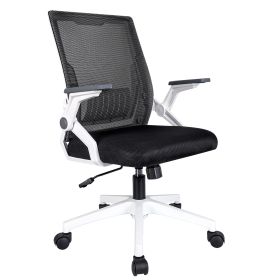 Ergonomic Office Chair Computer Desk Chair Comfy With Adjustable Lumbar Support (Option: White and black)