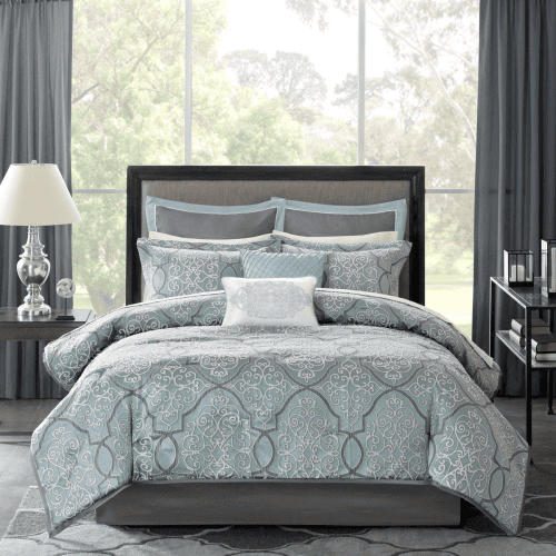 12 Piece Comforter Set With Cotton Bed Sheets Blue Queen 12 Piece Comforter Set With Cotton Bed Sheets Blue Queen